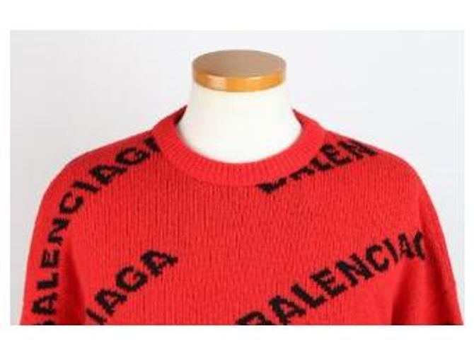 Balenciaga Multi Logo Strickpullover Rot - Ansicht 5