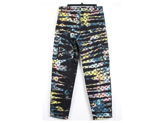 Louis Vuitton Pantaloni Cargo in Denim Tie-Dye Monogram - vista 2