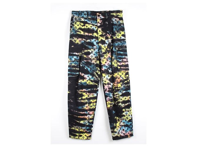 Louis Vuitton Pantaloni Cargo in Denim Tie-Dye Monogram - vista 7