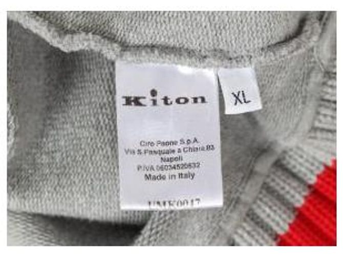Kiton Pull à capuche gris - vue 9