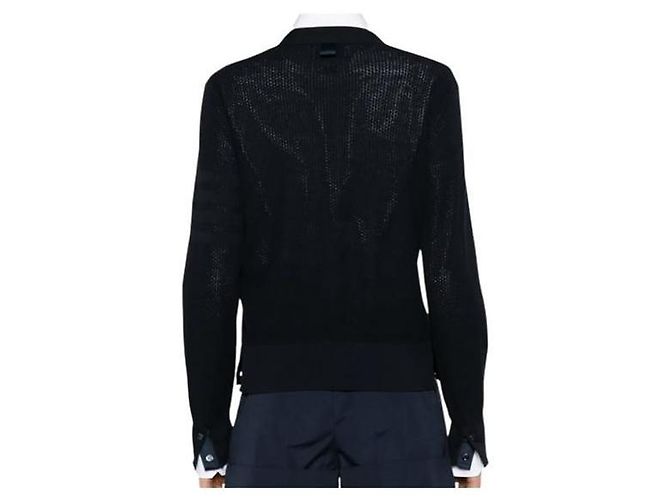 Thom Browne Cardigã de crepe de lã com corte relaxado Navy - vista 2