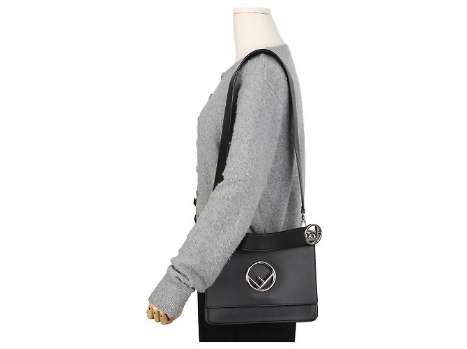 Fendi Borsa a spalla tote Kanai in pelle nera - vista 11