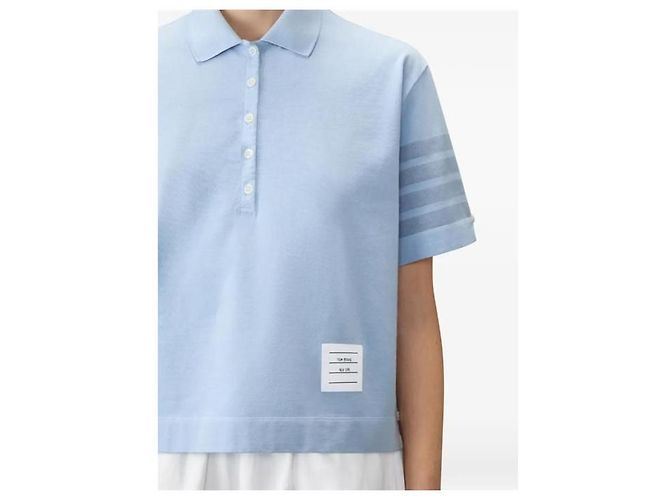 Thom Browne Overdyed Jersey Polo Kurzarm T-Shirt Blau - Ansicht 4