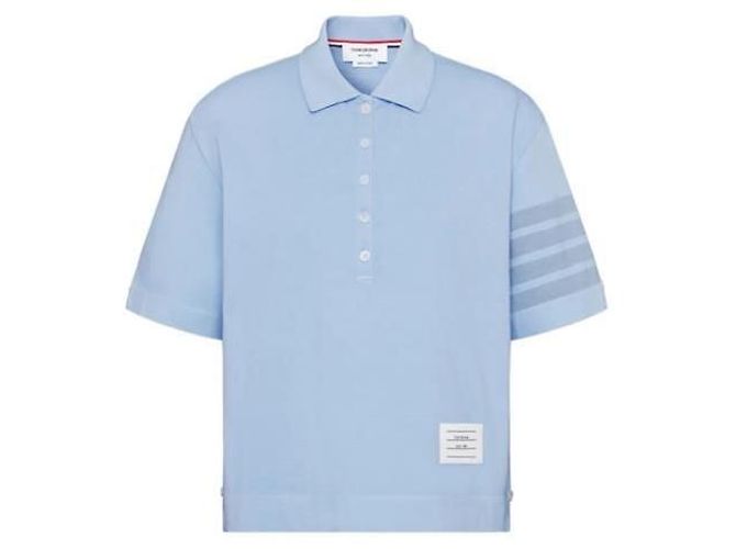 Thom Browne Overdyed Jersey Polo Kurzarm T-Shirt Blau - Ansicht 7