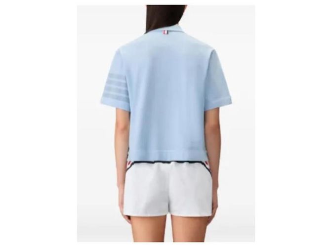 Thom Browne Overdyed Jersey Polo Kurzarm T-Shirt Blau - Ansicht 9