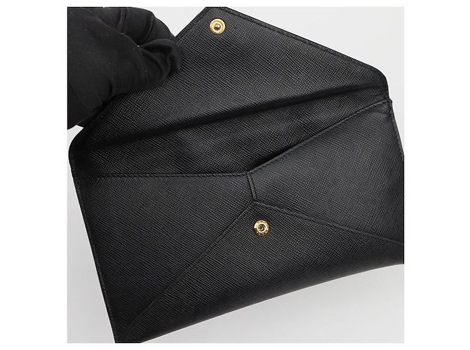 Vitello Prada Cartera larga Envelope de piel de becerro granulada Negro - vista 11