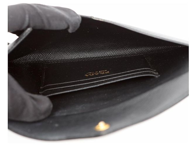 Vitello Prada Cartera larga Envelope de piel de becerro granulada Negro - vista 12