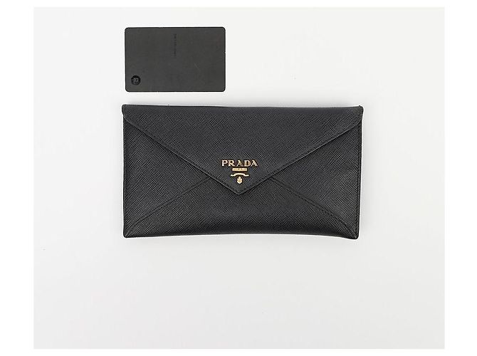 Vitello Prada Cartera larga Envelope de piel de becerro granulada Negro - vista 13
