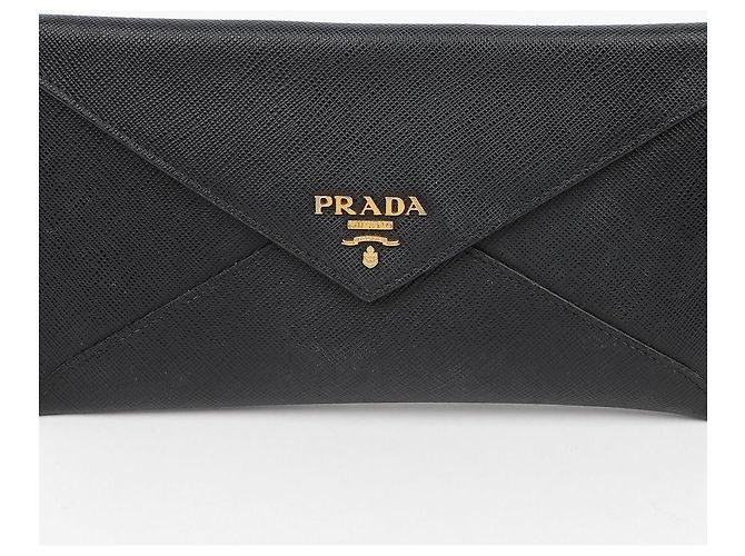 Vitello Prada Cartera larga Envelope de piel de becerro granulada Negro - vista 2