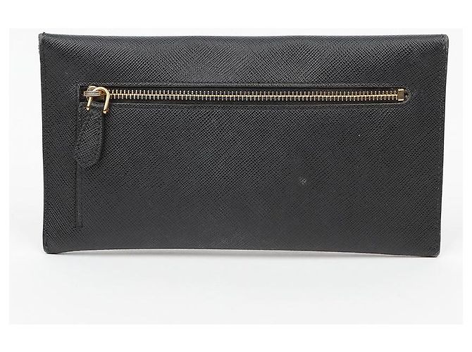 Vitello Prada Cartera larga Envelope de piel de becerro granulada Negro - vista 3