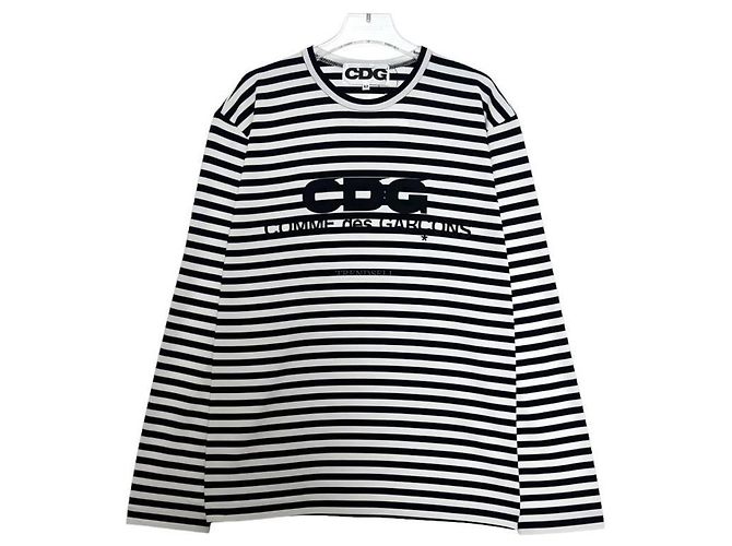 Comme Des Garcons Langarm T-Shirt gestreift Black Navy - Ansicht 4