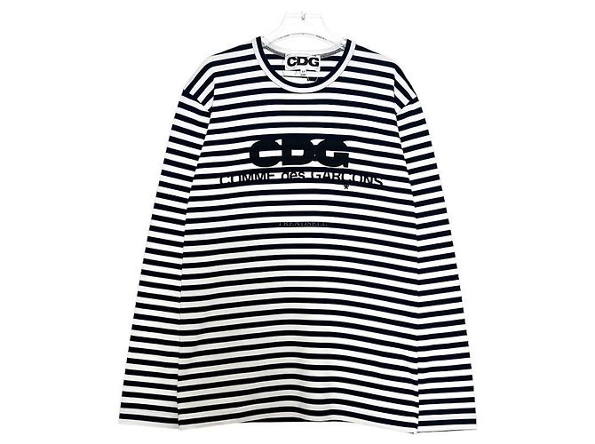 Comme Des Garcons Langarm T-Shirt gestreift Black Navy - Ansicht 7