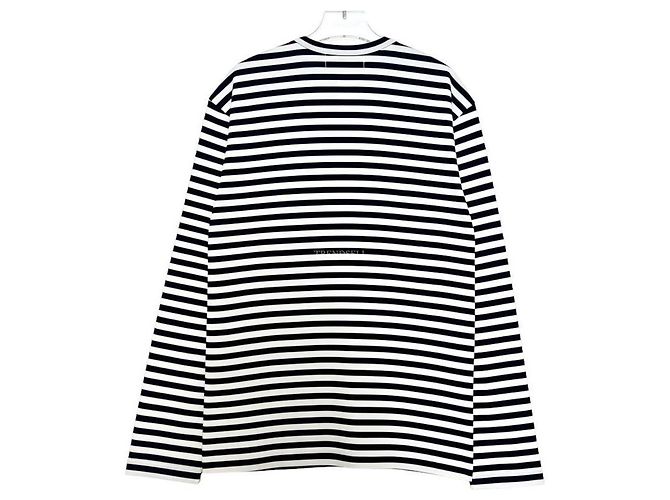 Comme Des Garcons Langarm T-Shirt gestreift Black Navy - Ansicht 8