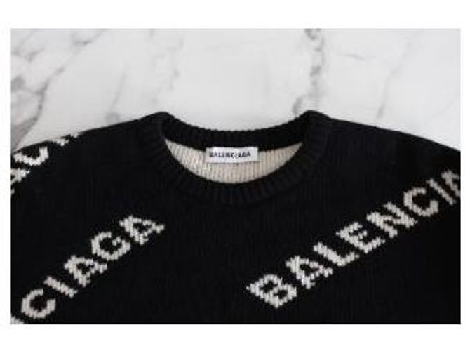 Balenciaga Multi Logo Strick Black White - Ansicht 6
