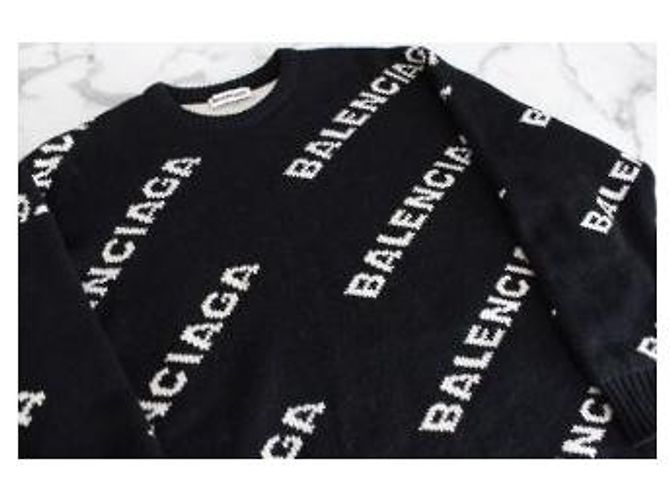 Balenciaga Multi Logo Strick Black White - Ansicht 7