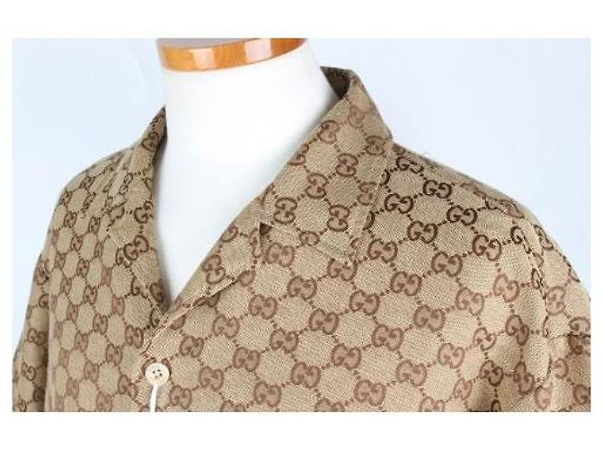 Gucci Giacca-camicia a maniche corte in canvas - vista 5