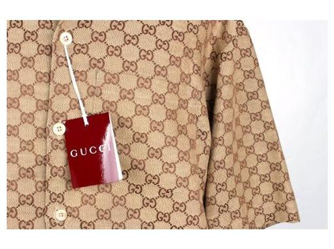 Gucci Giacca-camicia a maniche corte in canvas - vista 6