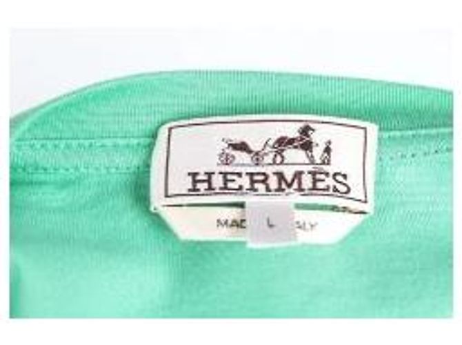 Hermès T-Shirt Türkis mit Pferdeleder-Patch - Ansicht 7