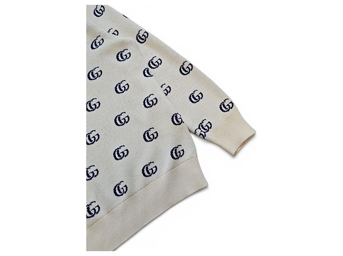 Gucci Jacquard-Strickpullover mit V-Ausschnitt für Herren, Farbe Ivory - Ansicht 3