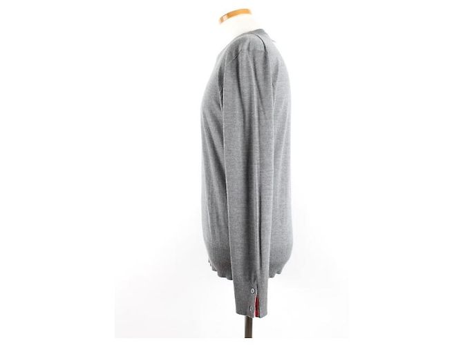 Thom Browne Grauer Strickpullover aus Wolle - Ansicht 4