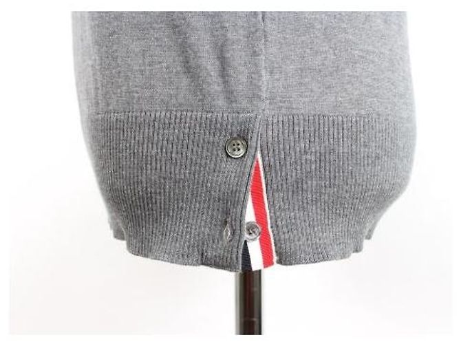 Thom Browne Grauer Strickpullover aus Wolle - Ansicht 7