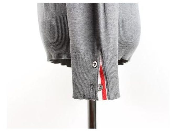 Thom Browne Grauer Strickpullover aus Wolle - Ansicht 8