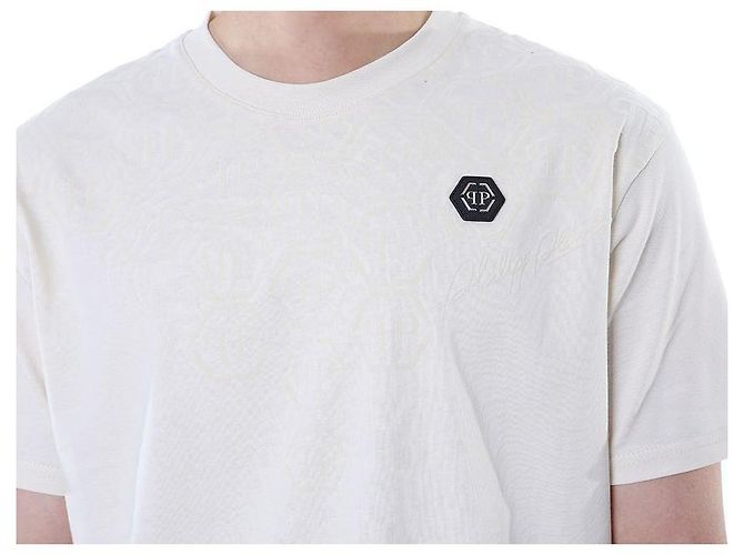 Philipp Plein Rundes T-Shirt mit Velours-Monogramm-Patch - Ansicht 5