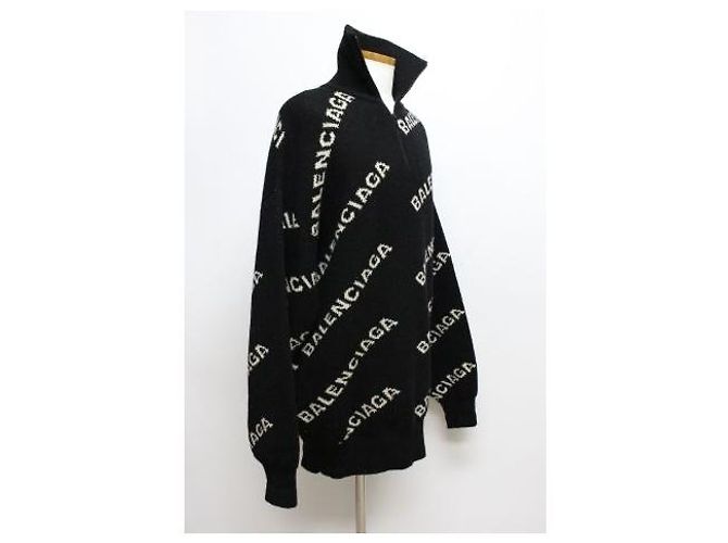 Balenciaga Multi-Logo Half-Zip Oversized Knit - view 6