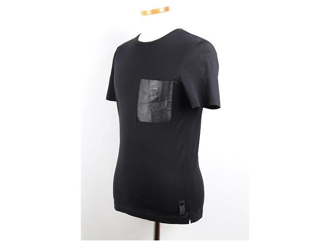 Fendi Kurzarm-T-Shirt aus Leder mit Tasche - Ansicht 3