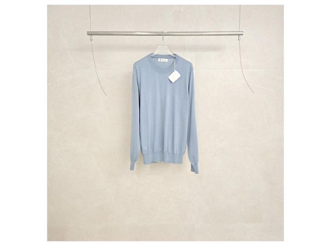 Brunello Cucinelli Strickpullover mit Rundhalsausschnitt Hellblau - Ansicht 2