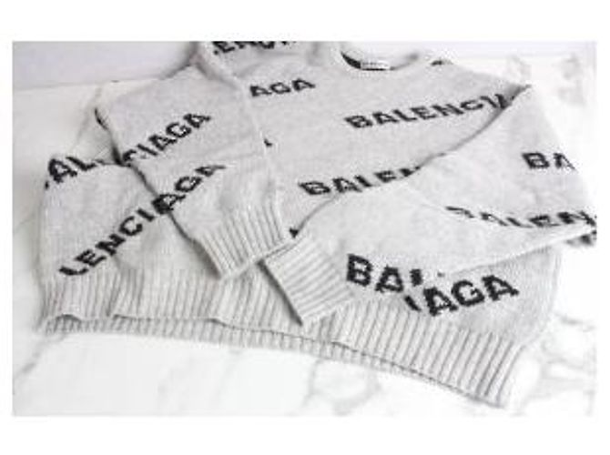 Balenciaga Multi Logo Strickpullover Grau - Ansicht 6