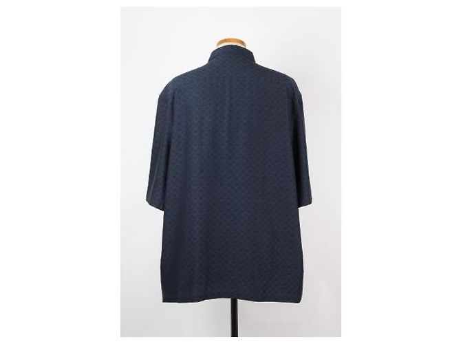 Louis Vuitton Camicia a maniche corte in misto seta Mini Monogram Navy - vista 2