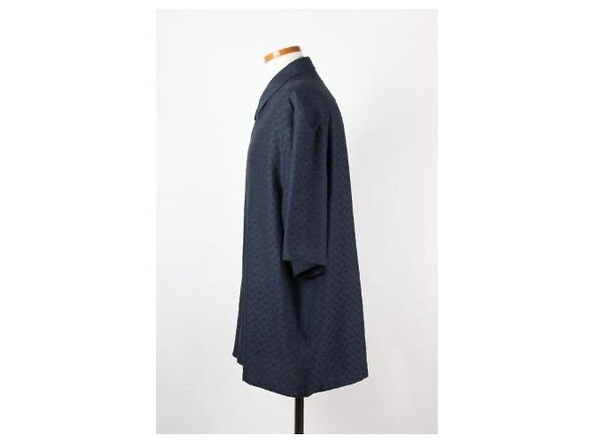 Louis Vuitton Camicia a maniche corte in misto seta Mini Monogram Navy - vista 3