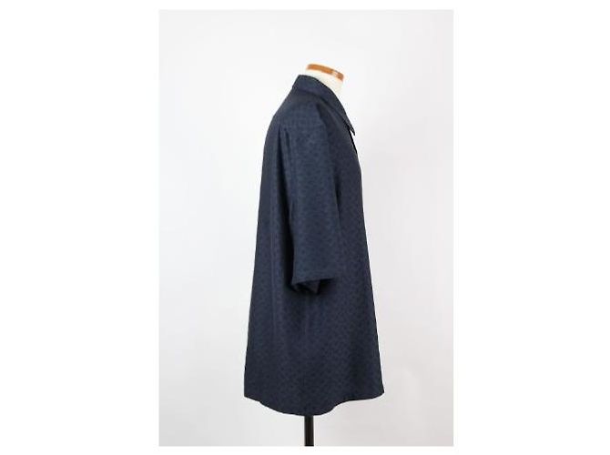 Louis Vuitton Camicia a maniche corte in misto seta Mini Monogram Navy - vista 4