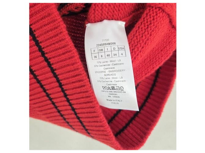 Dior Kurzarm-Strick aus Kaschmirwolle in Rot - Ansicht 9