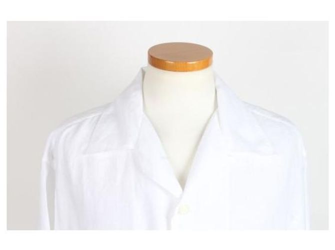 Prada Leinenhemd mit Dreiecks-Logo Weiß - Ansicht 5