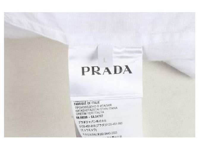 Prada Leinenhemd mit Dreiecks-Logo Weiß - Ansicht 8