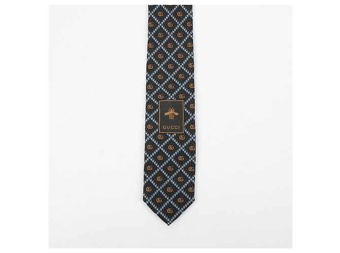 Cravatta Gucci Double G Check in seta - vista 3