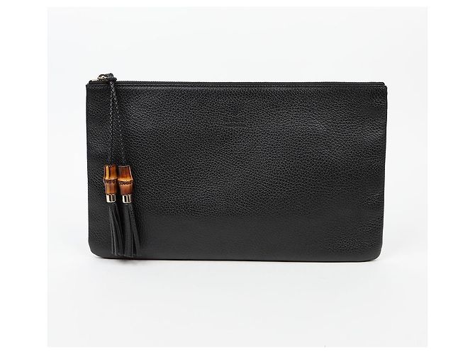 Gucci Clutch in pelle nera Bamboo - vista 2