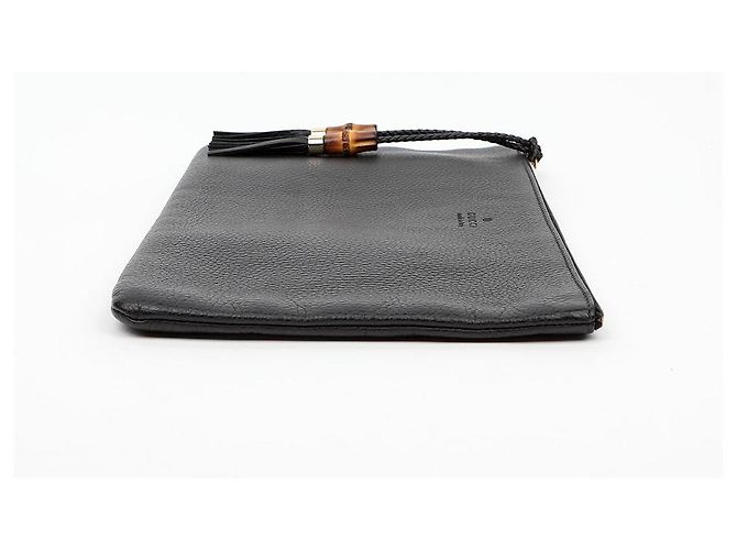 Gucci Clutch in pelle nera Bamboo - vista 5