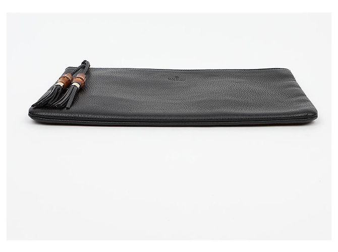 Gucci Clutch in pelle nera Bamboo - vista 6