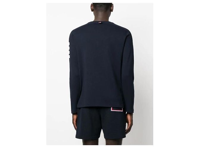 Thom Browne Baumwoll-T-Shirt mit langen Ärmeln Navy - Ansicht 10