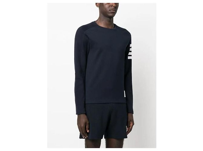 Thom Browne Baumwoll-T-Shirt mit langen Ärmeln Navy - Ansicht 2