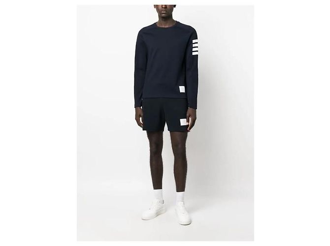 Thom Browne Baumwoll-T-Shirt mit langen Ärmeln Navy - Ansicht 3