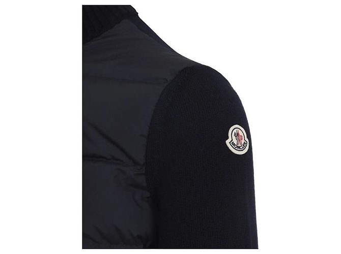 Moncler Gesteppter Woll-Cardigan mit Reißverschluss Navy - Ansicht 3