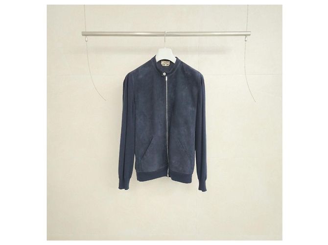 Hermès Giacca in camoscio e cashmere Navy XXL - vista 2