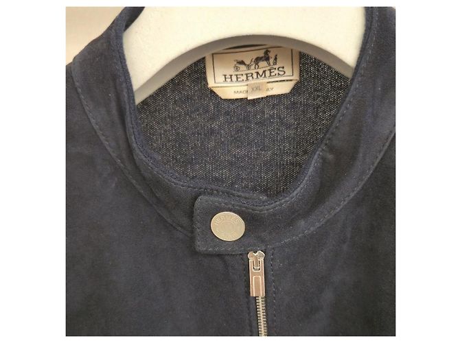 Hermès Giacca in camoscio e cashmere Navy XXL - vista 4