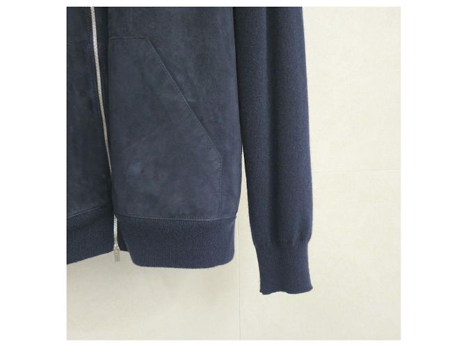 Hermès Giacca in camoscio e cashmere Navy XXL - vista 5