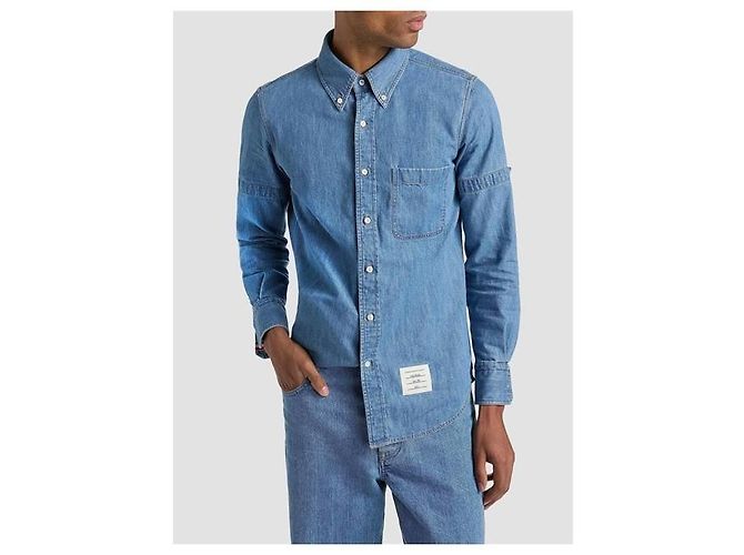 Thom Browne Camicia Denim Armband Blue - vista 2