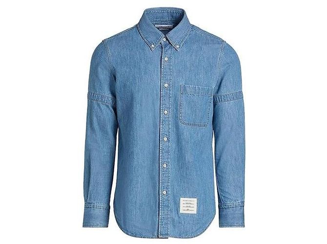 Thom Browne Camicia Denim Armband Blue - vista 7